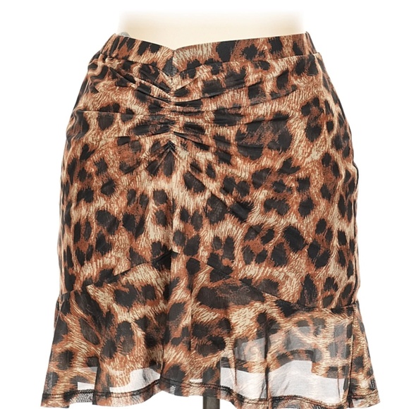Miaou Alva Mini Skirt Leopard Print Large - Picture 2 of 5
